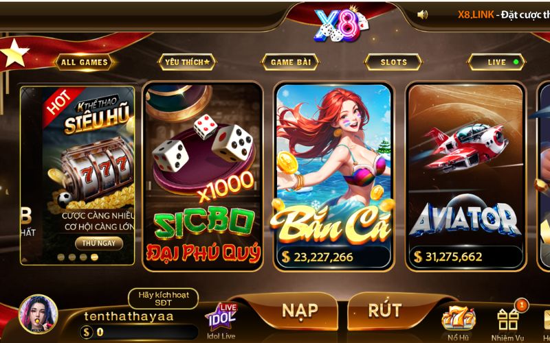 giao diện nhà cái X8