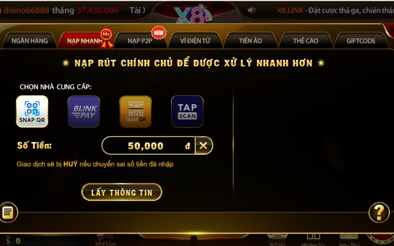 các phương thức nạp rút tiền nhà cái nhanh chóng